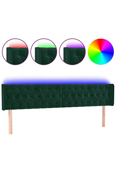 vidaxl Tăblie de pat cu LED, verde închis, 183x16x78/88 cm, catifea
