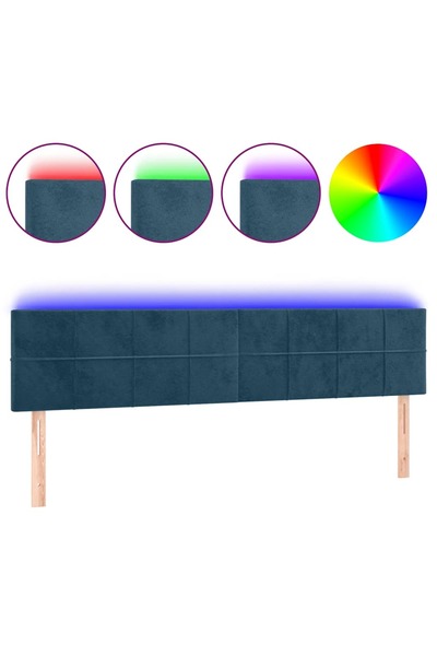vidaxl Tăblie de pat cu LED, albastru închis, 160x5x78/88 cm, catifea