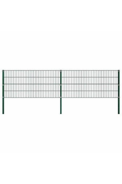 vidaxl Panou de gard din fier cu stâlpi, verde, 349 x 80 cm