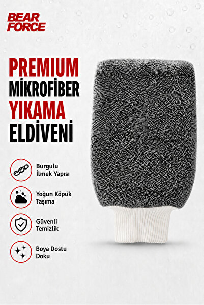 ROBEVE Bear Force Premium Mikrofiber Araç Yıkama Eldiveni – Yoğun Köpük Taşım...