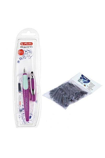 Herlitz Set stilou My.Pen mov-mentă, blister, peniță M, cu 20 rezerve Pelikan