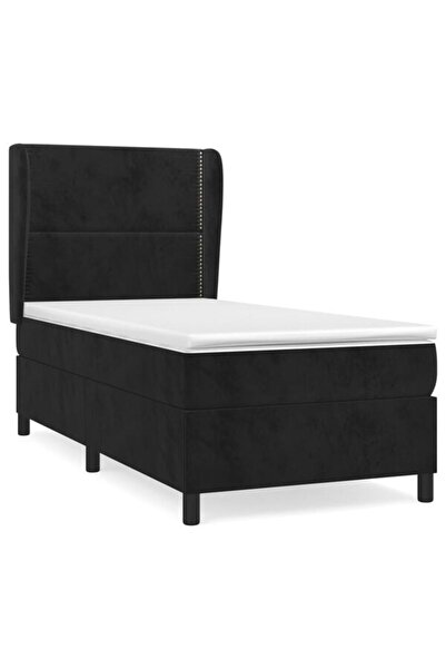 vidaxl Pat boxspring cu saltea, negru, 80 x 200 cm, catifea