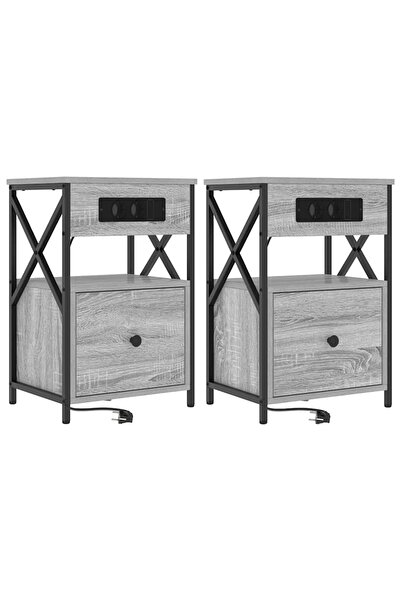 vidaxl Dulap de noapte 2 pcs Gri Sonoma 40 x 31 x 60 cm Lemn compozit