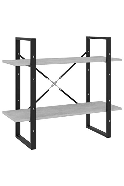 vidaxl Bibliotecă cu 2 rafturi, gri beton, 80x30x70 cm, PAL