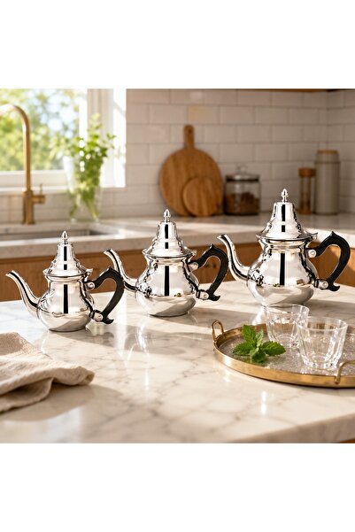 Lavera Stainless Steel Tea Pot Set 3 Pieces - 0.6 |   0.8 |   1.0 Liter