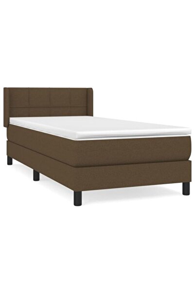 vidaxl Pat boxspring cu saltea, maro închis, 80 x 200 cm, textil