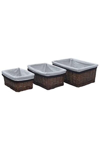 vidaxl Set de coșuri stivuibile, 3 piese, maro, din răchită