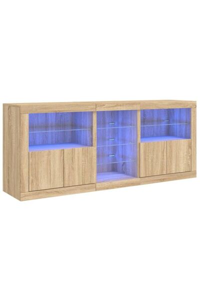 vidaxl Comodă cu lumini LED, stejar Sonoma, 181,5 x 37 x 67 cm