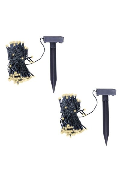 vidaxl Ghirlande solare LED, 2 bucăți, Alb cald