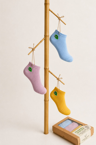 İpeksi Women's Bamboo Booties Seamless Colored Socks 3-Pack