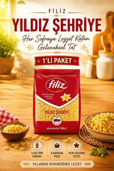 FİLİZ Yıldız Şehriye 500 g x 1 Adet Geleneksel Lezzet | Güven Bitkisel