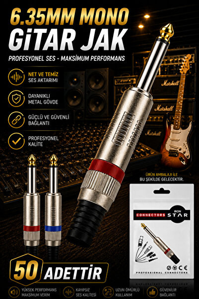 IRONSTAR 50 bucăți mufă mono de 6,35 mm / mufă mono tată de 6,35 mm / mufă ja...