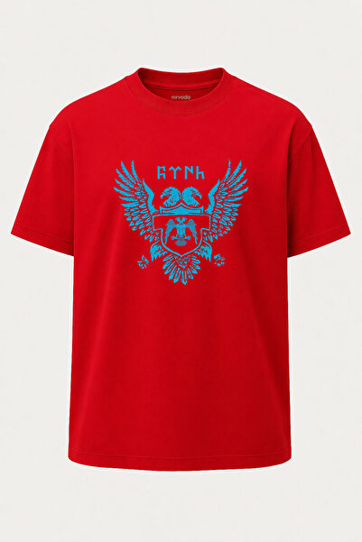 nirvoda Tricou supradimensionat cu imprimeu vultur selçuklu, vultur cu două c...