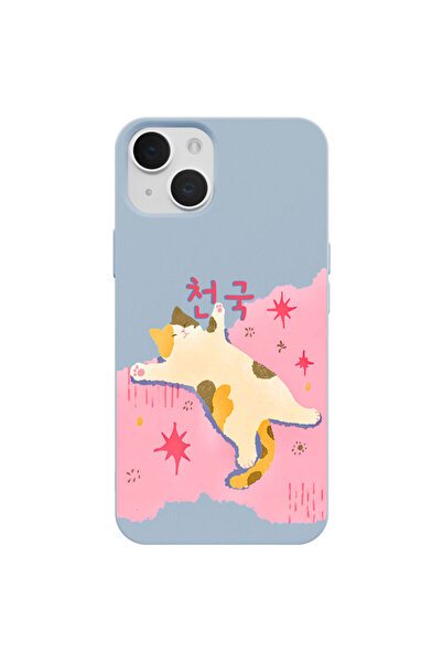 Casen iPhone 13 Mavi Cat Sleeping Kamera Korumalı Premium Lansman Renkli Sili...