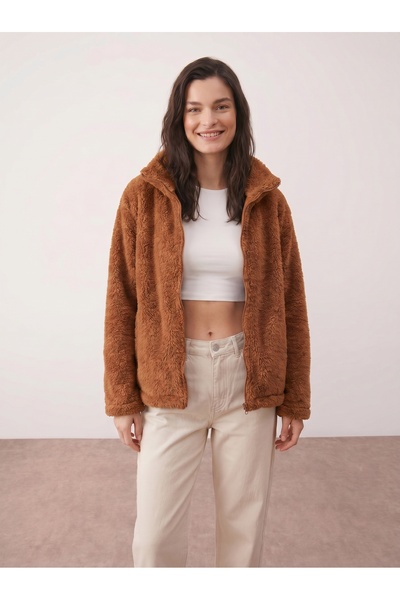 Purpleclo Women's Oversize Zippered Teddy Plush Cardigan
