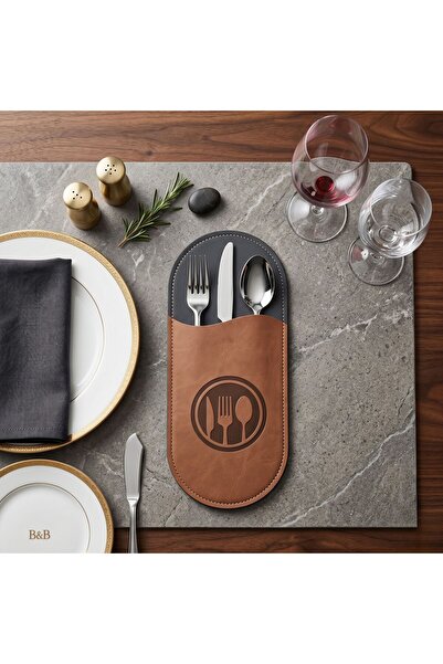 Grand Fine Art 6 Pieces Faux Leather Spoon Holder - Easy to Clean Spoon and F...