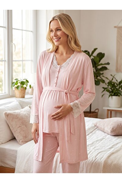 Lohussa New Season Pink Polka Dot 100% Cotton Short Sleeve Summer Maternity a...
