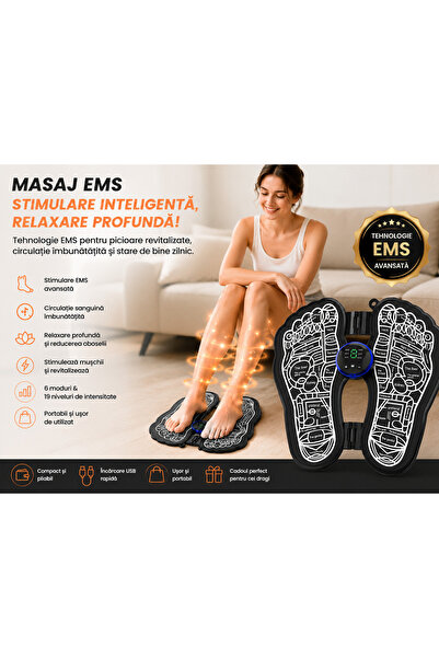 Ems Intelligent Foot Massage Device, Muscle Stimulator, 6 Programs, USB, Portable