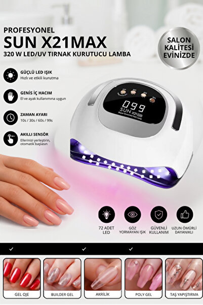 PYCOS COSMETICS Uv Led Tırnak Kurutucu 320 Watt 72 LedX21 MAX Protez Tırnak K...