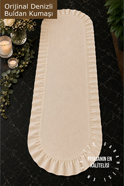 Deko Dekor 40X110 Ruffled Linen Buldan Runner Choose from Three Different Siz...