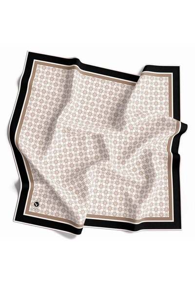 VİOLLA Twill V Desenli Krem Renkli 90x90 Eşarp (İpek İçermez) Dikim Şekli : E...