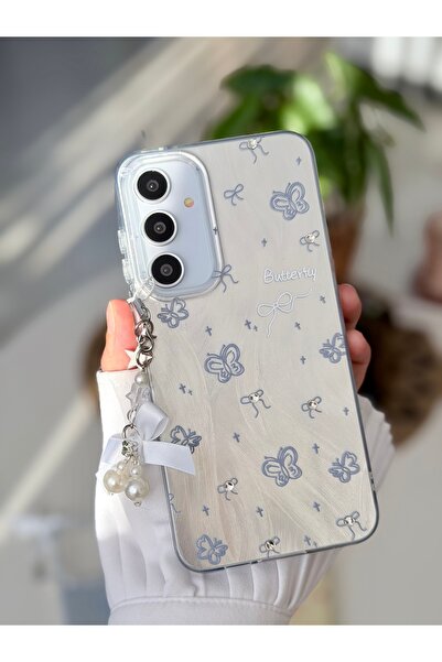 Go Aksesuar Galaxy A55 Uyumlu 3d Charm İNCİ KURDELE Oyuncaklı Silikon Kılıf