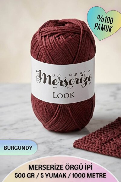 Dantelux Merserize Örgü İpi (5 Yumak / 500 Gram / 1000 Metre) %100 Pamuk - Nm...