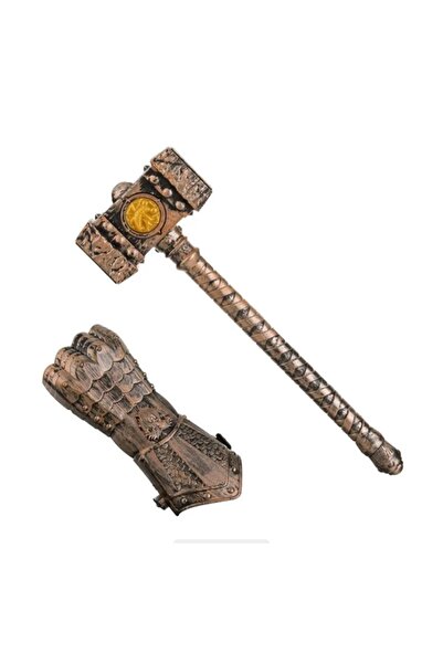OEM Set Cavaler Ciocan și Mănușă din Bronz cu Piatră Aurie - 2 piese
