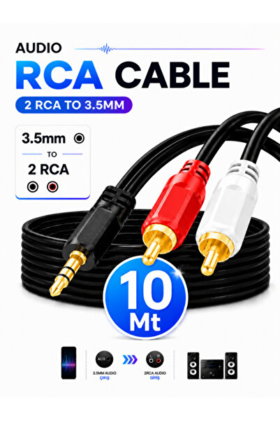 ANKTEK RCA Kablo Stereo Lale 3.5Mm to 2RC Aux Audio Ses Kablosu ( 10 METRE )