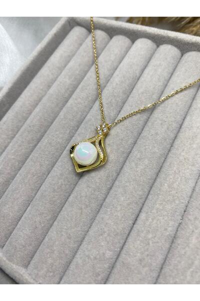 Kaan Accessoire Gold Color Pearl Detailed Special Design Necklace with Zircon...