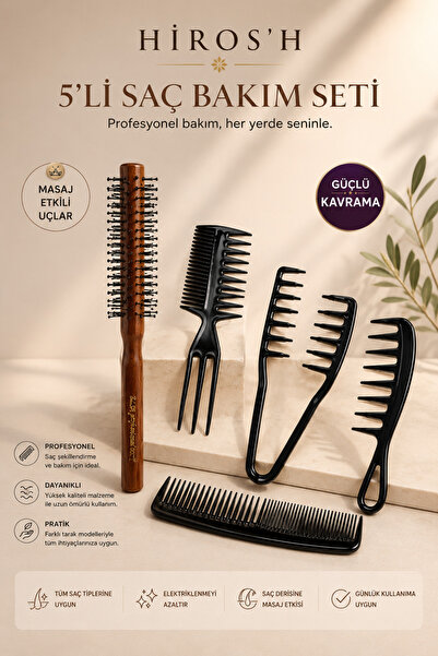 HİROS'H Fine Blow-Dry Heat Resistant Men's Hair Brush and Miraculous Hair Sty...