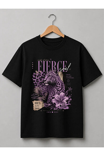Grafftee Clothing تي شيرت قطني مطبوع بتصميم فاخر بنمط الفهد من TUNALYA للجنسين