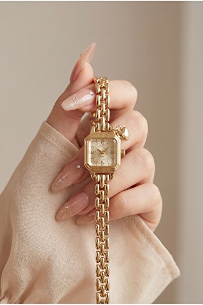 KLISHE Butik Valentina Women's Steel Watch Minimal Gold Color Heart Charm Det...
