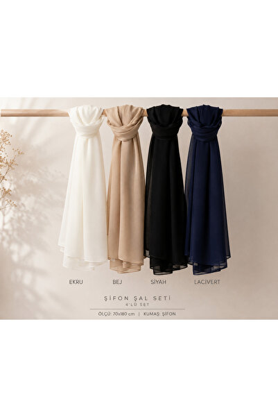 Atlas Kumass 4-Piece Combination Complementary Chiffon Shawl Set