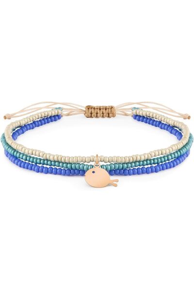 MINZA Marine Women's Bracelet, 18K Gold, Beaded Bracelet, with Czech Seed Bea...