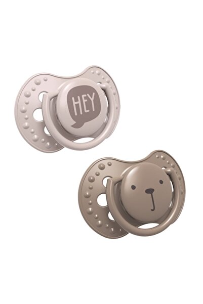 LOVI Set de 2 suzete din silicon, Hey Girl, 6-18 luni, roz, cu capac de prote...