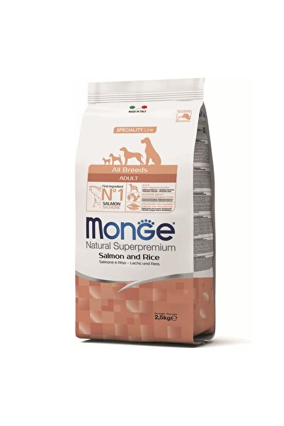 Monge Adult All Breeds Ξηρά Τροφή για Ενήλικους Σκύλους με Σολομό και Ρύζι 2.5kg