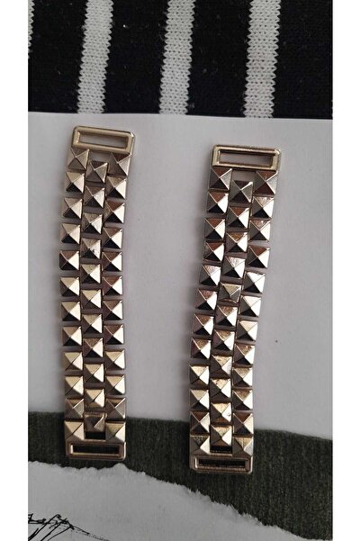 ILCARE Bronz Gold Pyramid Metal Buckle 9X1.7 cm Inner Belt 1 cm 2 Pieces