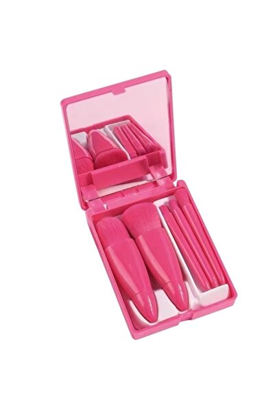 DAMUR Set de 5 mini pensule de machiaj, portabile, într-o cutie cu oglindă, d...