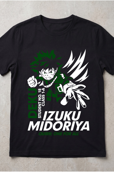 Silkensoul My Hero Academia Deku One for All Black Anime Printed Standard Fit...