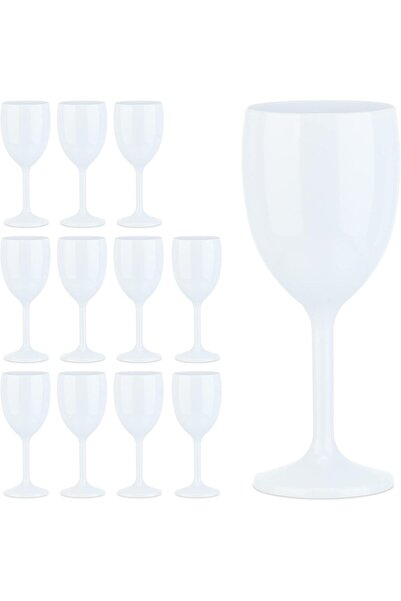 Relaxdays Plastic Wine Glasses, Set of 12, Shatterproof, BPA-Free, Reusable C...