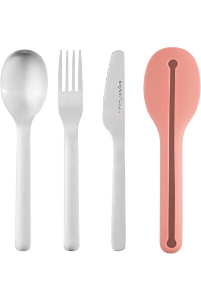 Berghoff 3950130 Travel Cutlery Set 4 Pieces (Stainless Steel Cutlery with Si...