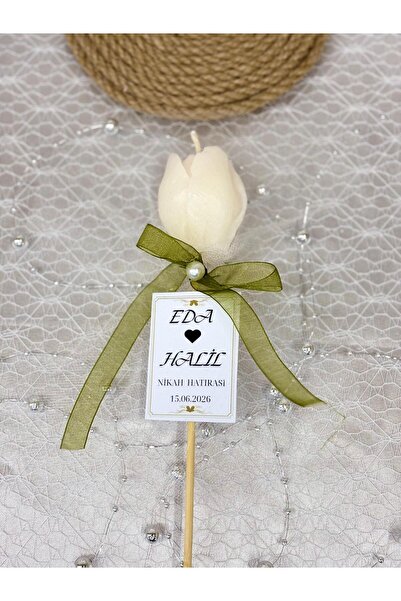 OLLA CANDLE AND DECOR 20 Adet Kişiye Özel Lale Mum Hediyelik | Söz Nişan Düğü...