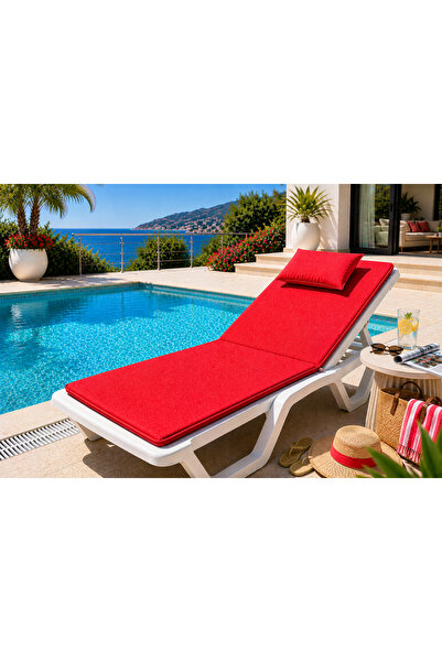 Minnes Katlanabilir Plaj Minderi 55x175 cm Çıkarılabilir Kılıflı Şezlong ve K...