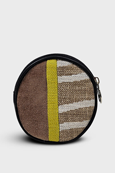 Ayşe Teyze'nin Çantaları Handmade Round Coin Purse |   Brown-Yellow Woven Pat...