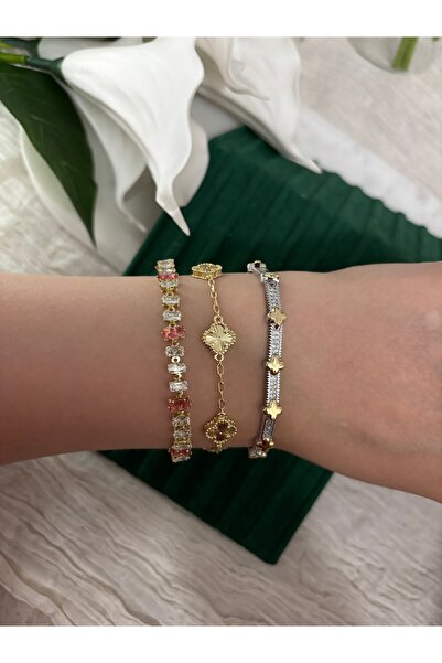Alina Jewelry Silver gold detaylı taşlı bileklik