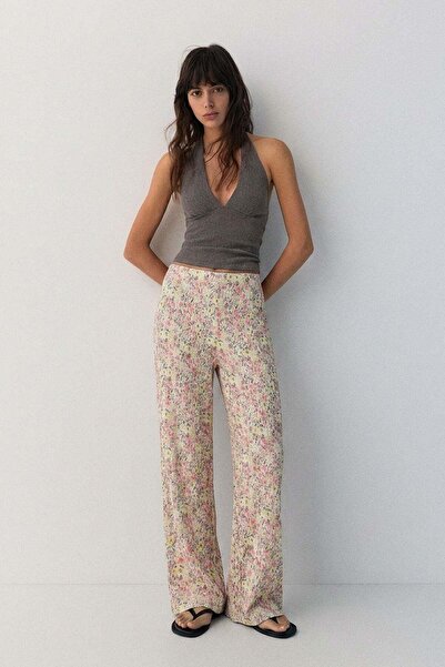 COTENCONCEPT Comfortable Fit High Waist Wide-Leg Viscose Mix Women's Trousers