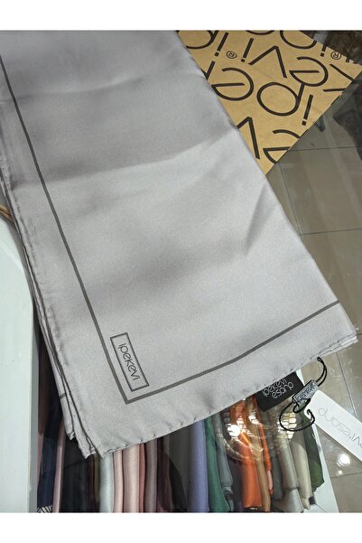 ipekevi Plain Twill Silk Scarf Frame Silver 01115