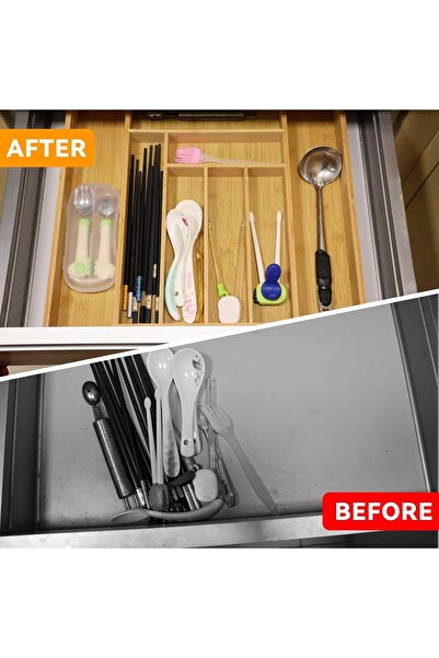 Keqin Kitchen Silverware Drawer Organizer, Extendable 6-8 grid Multifunctiona...
