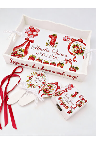 MILUNA Set tavita pentru mot - Set 1 an Capsuni